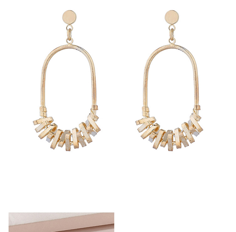 Fashion Platinum Real Gold Plated Hollow Geometric Earrings,Stud Earrings