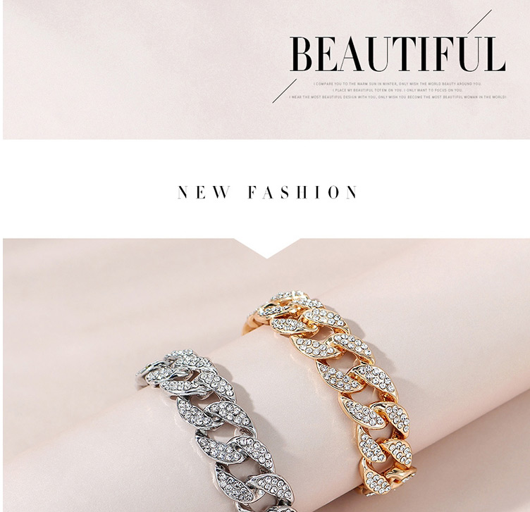 Fashion Kc Gold Diamond Thick Chain Bracelet,Fashion Bracelets