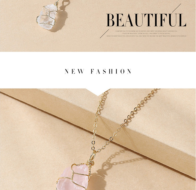 Fashion Pink Irregular Spar Necklace,Pendants