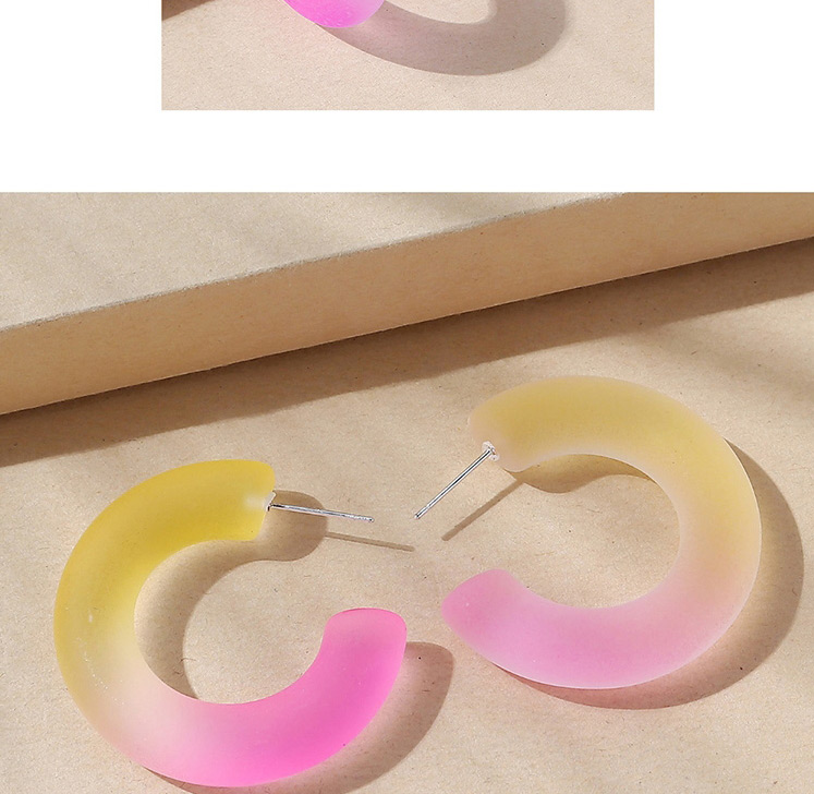 Fashion Blue+pink Resin C-shaped Earrings,Hoop Earrings