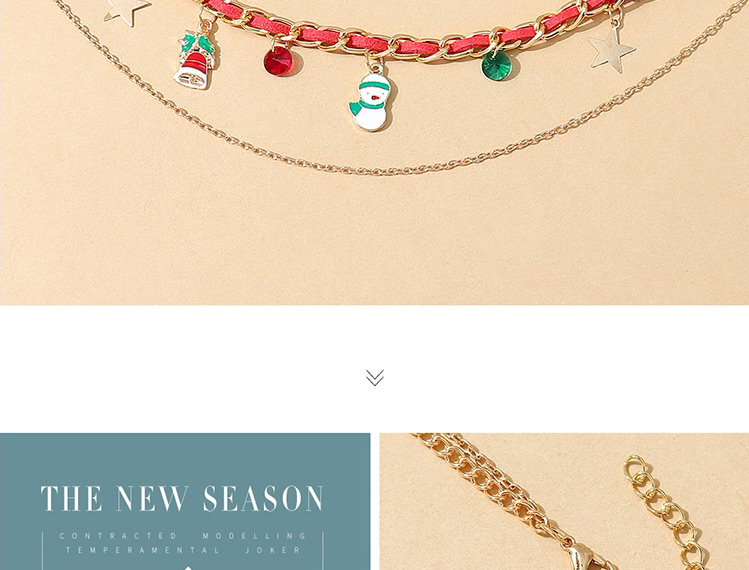 Fashion Gold Christmas Snowman Bell Double Necklace,Multi Strand Necklaces