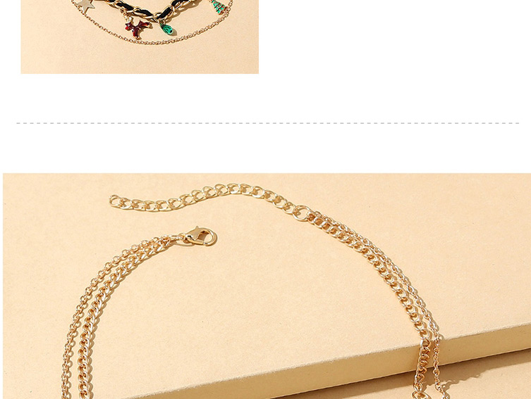 Fashion Gold Christmas Reindeer Christmas Tree Double Necklace,Multi Strand Necklaces