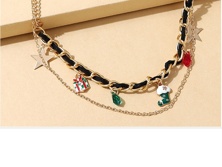 Fashion Gold Christmas Boots Gift Box Double Necklace,Multi Strand Necklaces