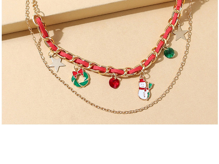 Fashion Gold Christmas Snowman Wreath Double Necklace,Multi Strand Necklaces