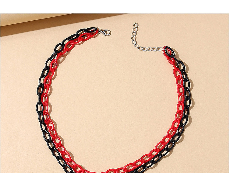 Fashion Red+black Resin Hollow Peach Heart Double Necklace,Multi Strand Necklaces