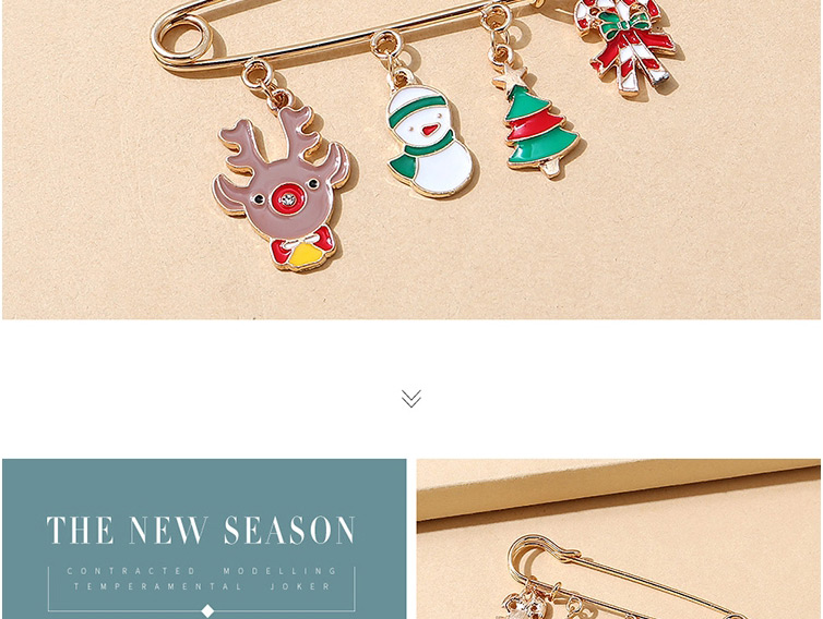 Fashion Gold Christmas Deer Head Snowman Brooch,Korean Brooches