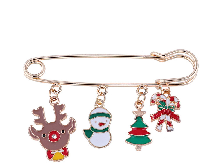Fashion Gold Christmas Deer Head Snowman Brooch,Korean Brooches