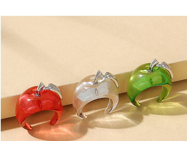 Fashion Green Resin Apple Open Ring,Fashion Rings
