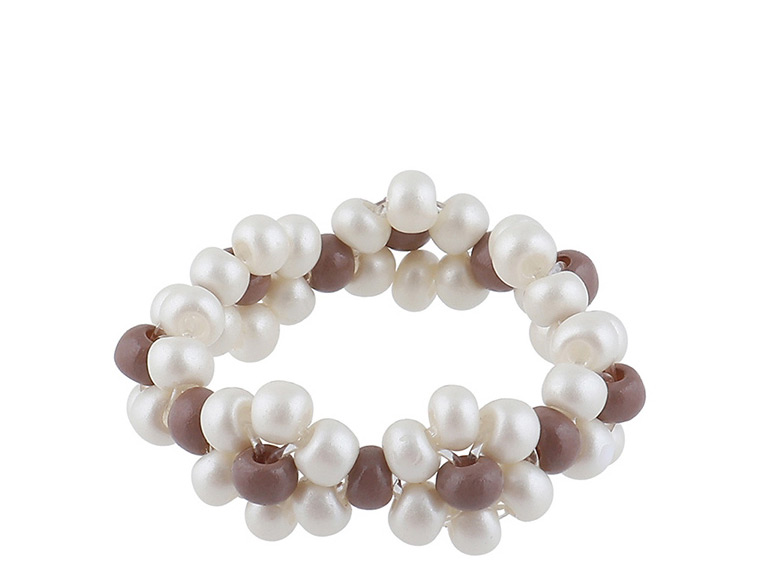 Fashion (pearl White + Brown) Rice Bead Bead Winding Ring,Fashion Rings
