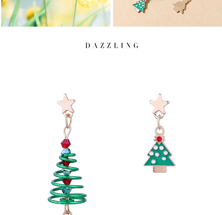 Fashion Gold Christmas Tree Asymmetrical Earrings,Drop Earrings