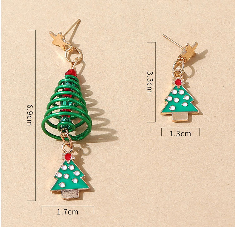 Fashion Gold Christmas Tree Asymmetrical Earrings,Drop Earrings
