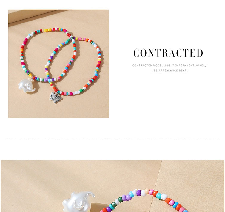 Fashion Color Colorful Rice Beads Beaded Geometric Butterfly Multilayer Necklace,Multi Strand Necklaces