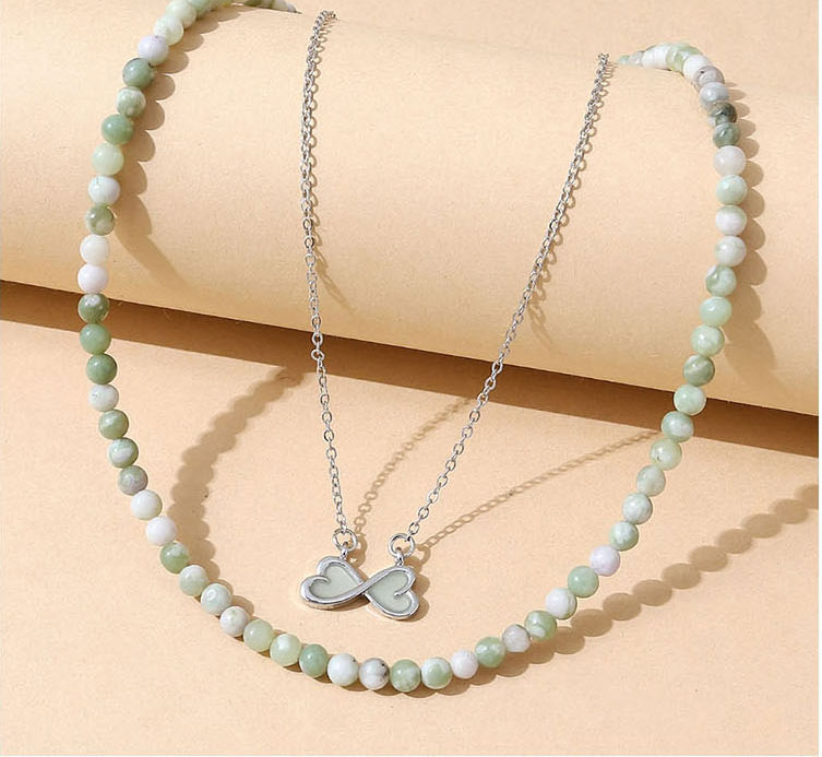 Fashion Silver Luminous Heart Necklace Set,Multi Strand Necklaces