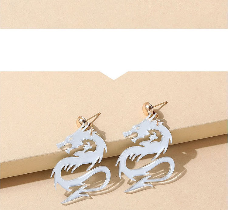 Fashion Gold Alloy Resin Dragon-shaped Earrings,Stud Earrings