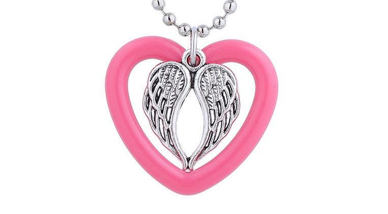 Fashion Silver Resin Heart Wing Necklace,Pendants