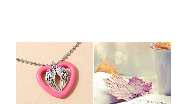 Fashion Silver Resin Heart Wing Necklace,Pendants