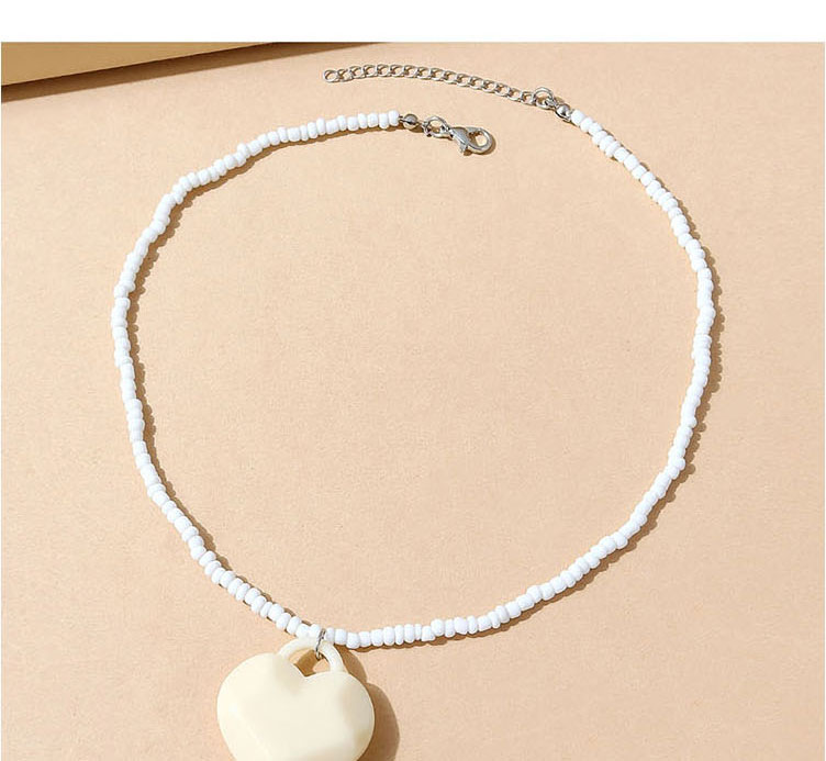 Fashion White Resin Rice Beads Love Necklace,Pendants