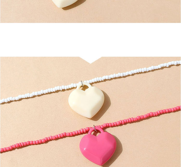 Fashion White Resin Rice Beads Love Necklace,Pendants