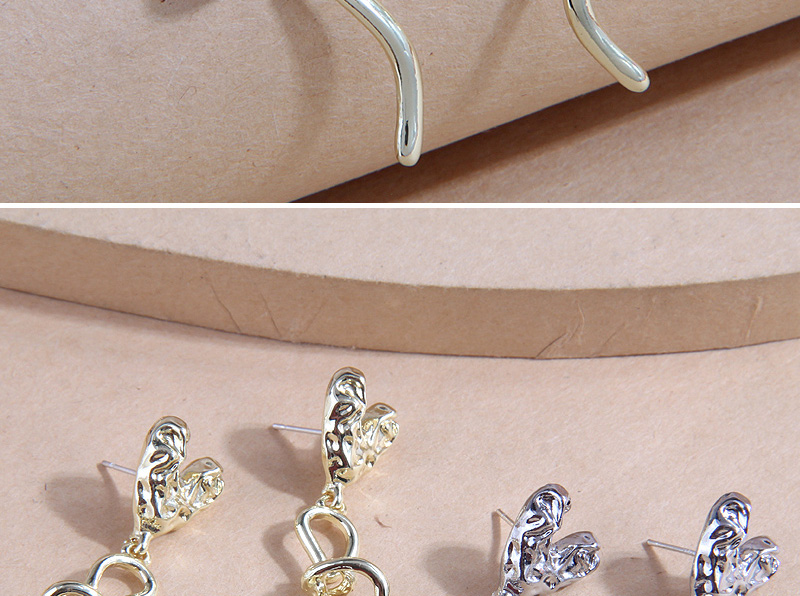 Fashion Silver Alloy Heart Bow Stud Earrings,Stud Earrings