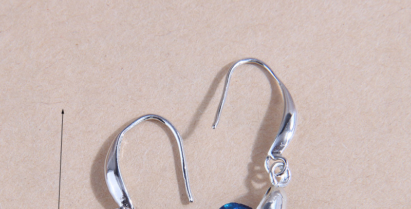 Fashion Blue Alloy Heart Crystal Stud Earrings,Crystal Earrings