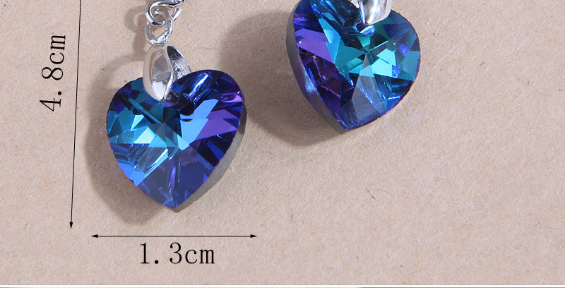 Fashion Blue Alloy Heart Crystal Stud Earrings,Crystal Earrings