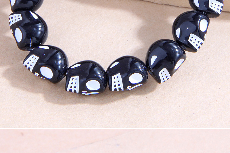 Fashion Black Geometric Skull Beaded Bracelet,Fashion Bracelets
