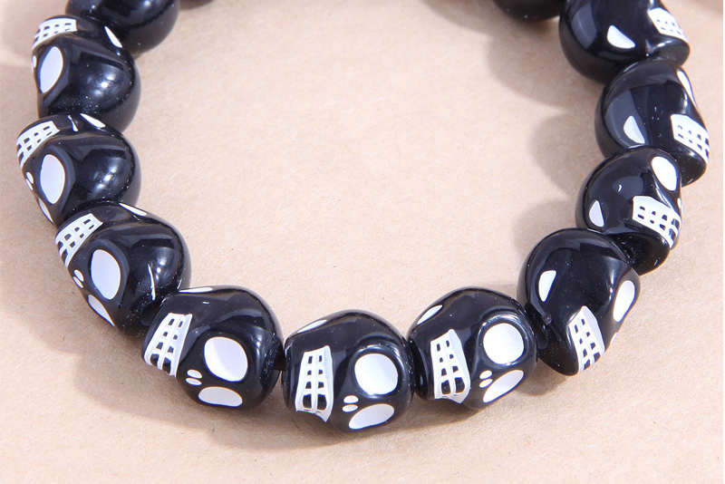 Fashion Black Geometric Skull Beaded Bracelet,Fashion Bracelets