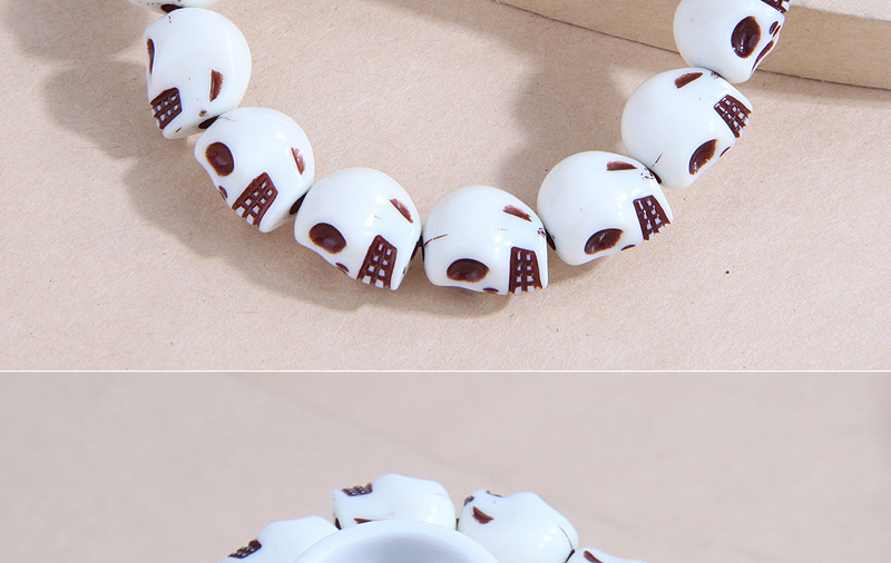 Fashion White Geometric Skull Beaded Bracelet,Fashion Bracelets
