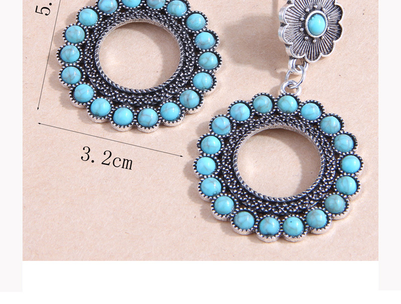 Fashion Blue Alloy Set Pine Round Stud Earrings,Stud Earrings