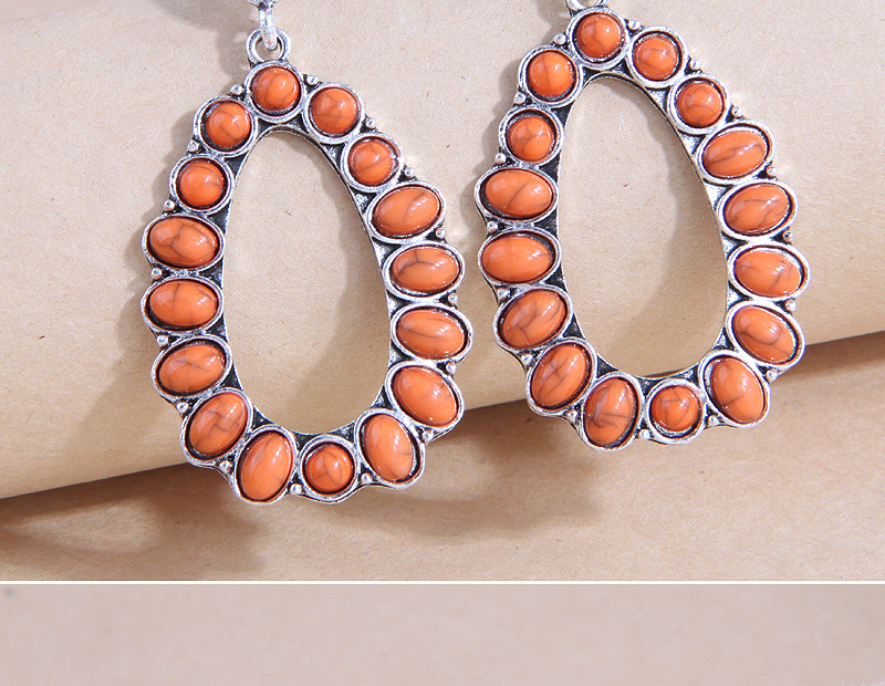 Fashion Orange Alloy Inlaid Loose Drop Stud Earrings,Stud Earrings