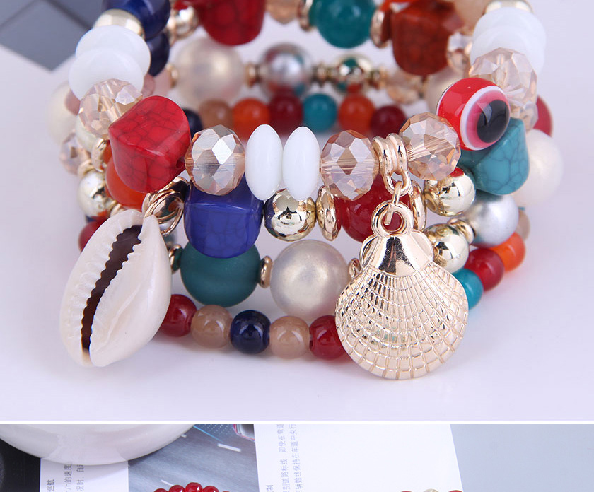 Fashion Color-2 Metal Conch Shell Pendant Candy Beaded Bracelet,Fashion Bracelets
