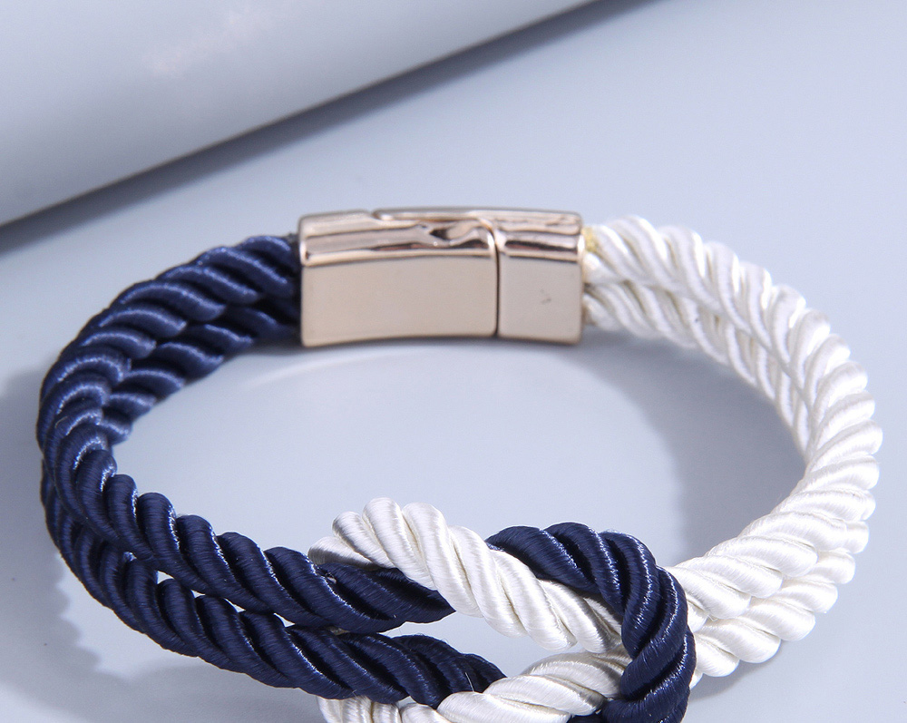 Fashion Blue And White Contrast Knotted Braided Bracelet,Fashion Bracelets