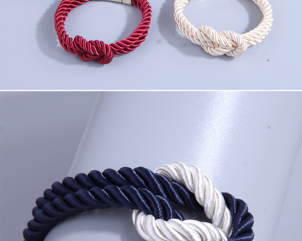 Fashion Blue And White Contrast Knotted Braided Bracelet,Fashion Bracelets