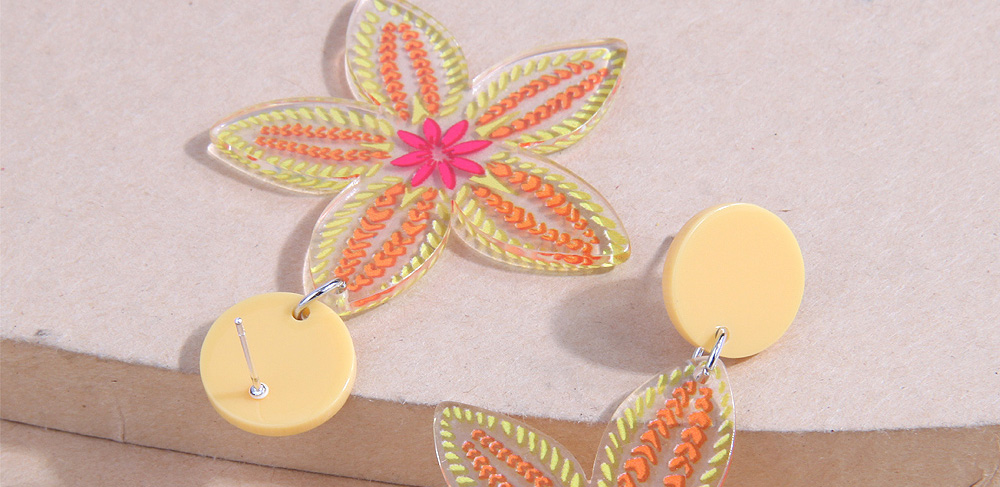 Fashion Yellow Flower Plate Stud Earrings,Stud Earrings