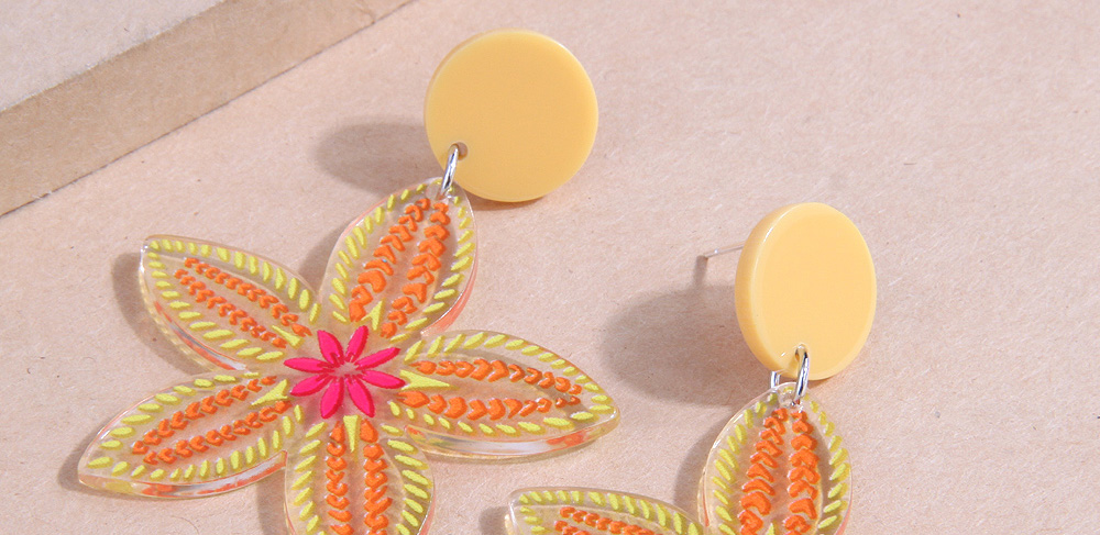 Fashion Yellow Flower Plate Stud Earrings,Stud Earrings