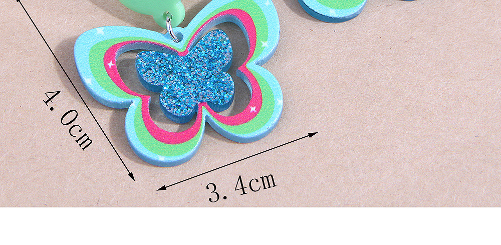 Fashion Blue Geometric Butterfly Plate Stud Earrings,Stud Earrings