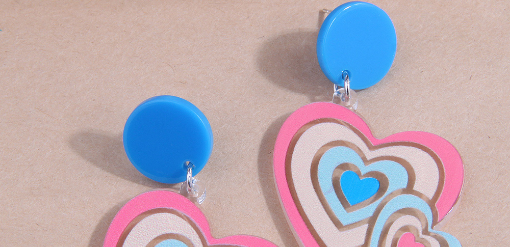 Fashion Pink Geometric Plate Heart Stud Earrings,Stud Earrings