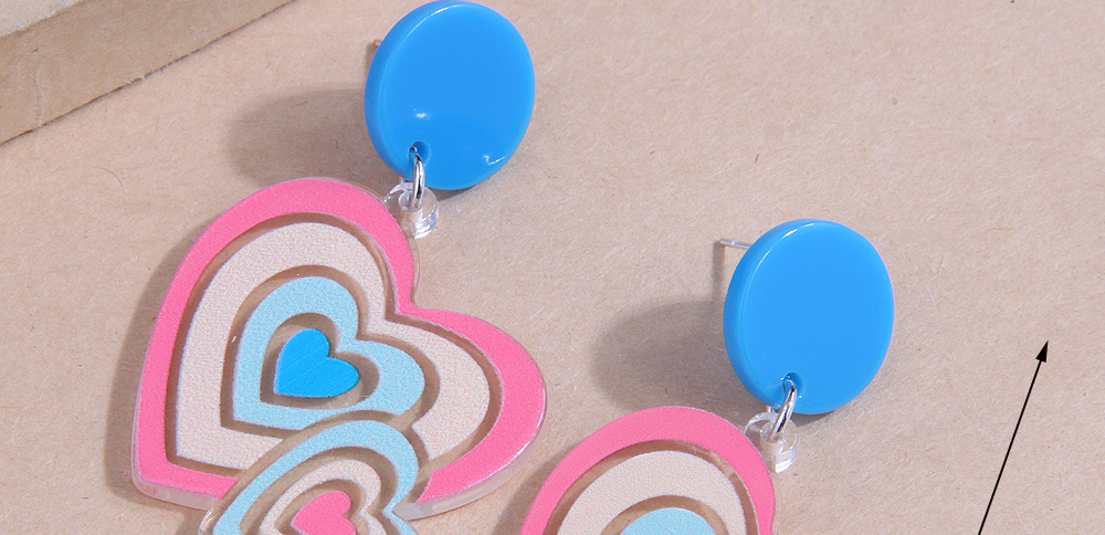 Fashion Pink Geometric Plate Heart Stud Earrings,Stud Earrings