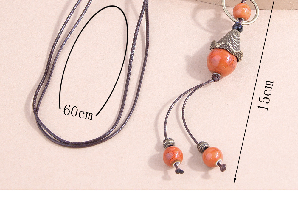 Fashion Orange Ceramic Phoenix Drop Bead Rope Necklace,Pendants