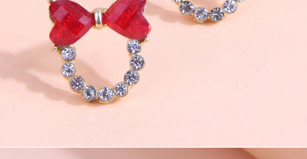 Fashion Gold Alloy Flash Diamond Bow Circle Stud Earrings,Stud Earrings