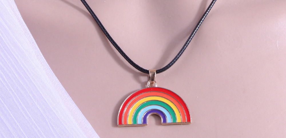 Fashion Black Metal Drip Rainbow Necklace,Pendants