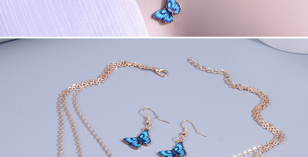 Fashion Gold Alloy Butterfly Stud Necklace Set,Jewelry Sets