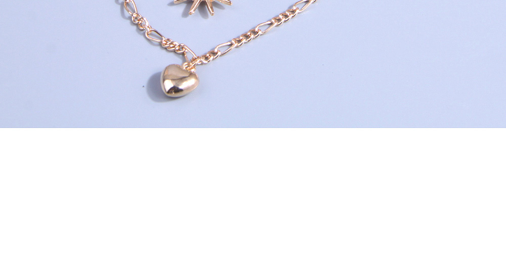 Fashion Gold Alloy Diamond Sun Heart Ball Multilayer Necklace,Multi Strand Necklaces