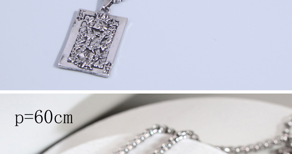 Fashion Silver Alloy Playing Card Square Necklace,Pendants