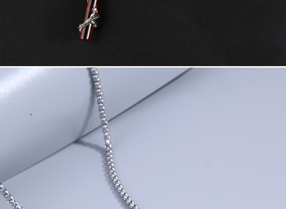 Fashion Red Alloy Pan Dragon Pillar Necklace,Pendants