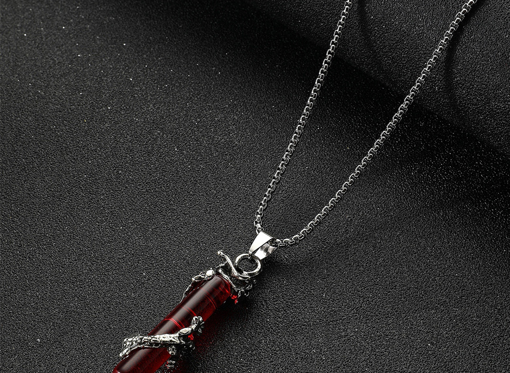 Fashion Red Alloy Pan Dragon Pillar Necklace,Pendants