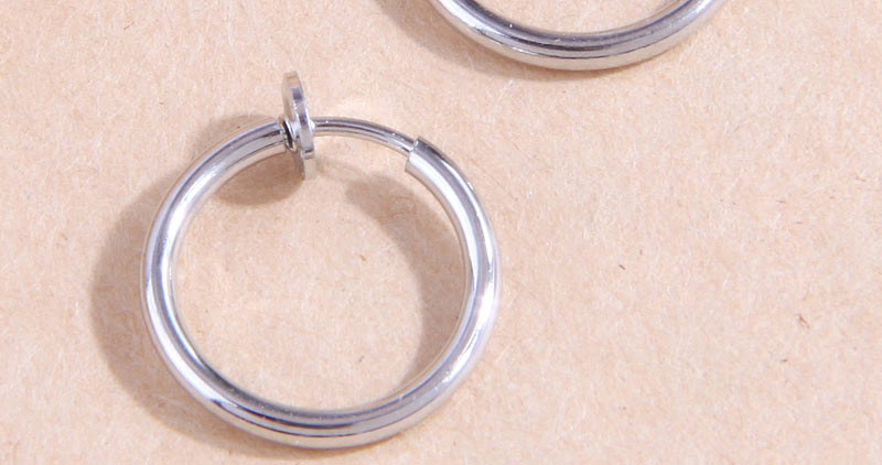 Fashion Silver Titanium Glossy Round Earrings,Earrings