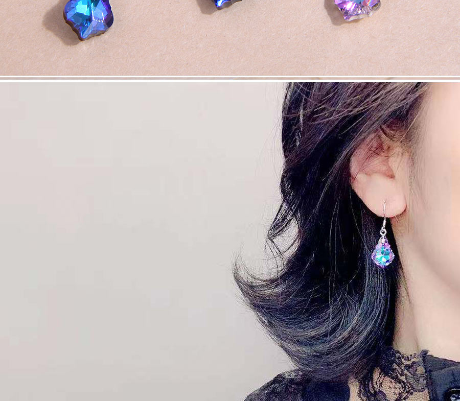Fashion Purple Pure Copper Maple Leaf Crystal Earrings,Earrings
