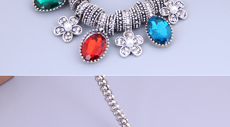Fashion Silver Metal Diamond Geometric Flower Necklace,Pendants