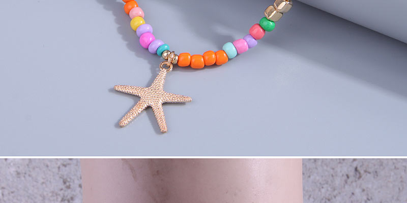 Fashion Color Colorful Rice Beads String Pearl Starfish Necklace,Beaded Necklaces